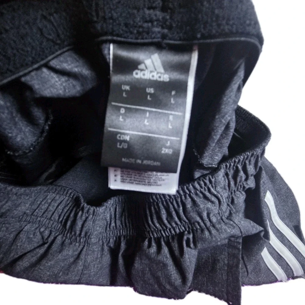 Adidas‎ Men's Large Gray 3 Stripe Athletic Basketball Shorts Elastic Waist...